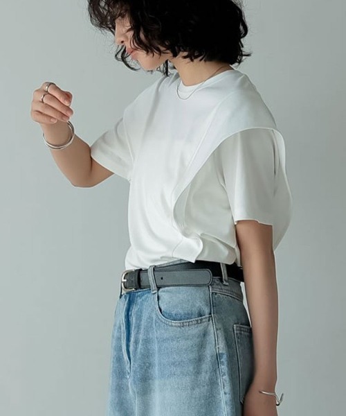 Flugge(フラッジー)の「ドッキングデザインTシャツ(Tシャツ/カットソー・レディース・ブラック/ホワイト・FREE)」の7枚目の写真