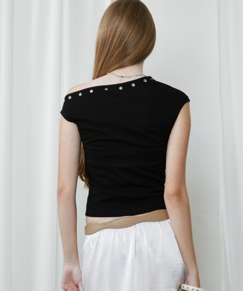 Rohwel(ローウェル)の「Eyelet Stretch Top / アイレットストレッチトップ(タンクトップ・レディース・ネイビー/ホワイト/ブラック・FREE)」の21枚目の写真