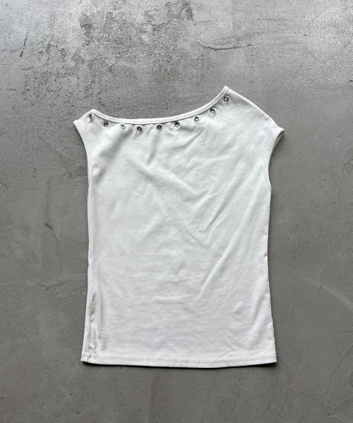 Rohwel(ローウェル)の「Eyelet Stretch Top / アイレットストレッチトップ(タンクトップ・レディース・ネイビー/ホワイト/ブラック・FREE)」の11枚目の写真