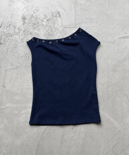 Rohwel(ローウェル)の「Eyelet Stretch Top / アイレットストレッチトップ(タンクトップ・レディース・ネイビー/ホワイト/ブラック・FREE)」の10枚目の写真