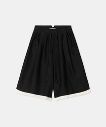 Linen blend half pants / BLACK
