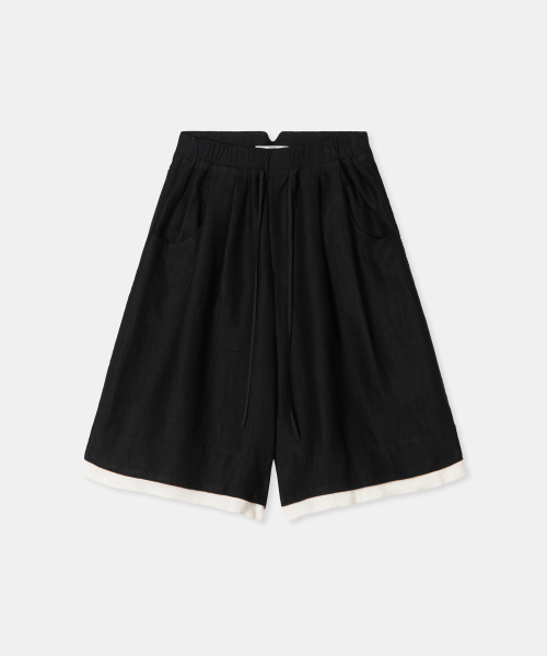 THEENDQUESTION(ジエンドクエスチョン)の「Linen blend half pants / BLACK(その他パンツ・レディース・その他・1/2)」の1枚目の写真