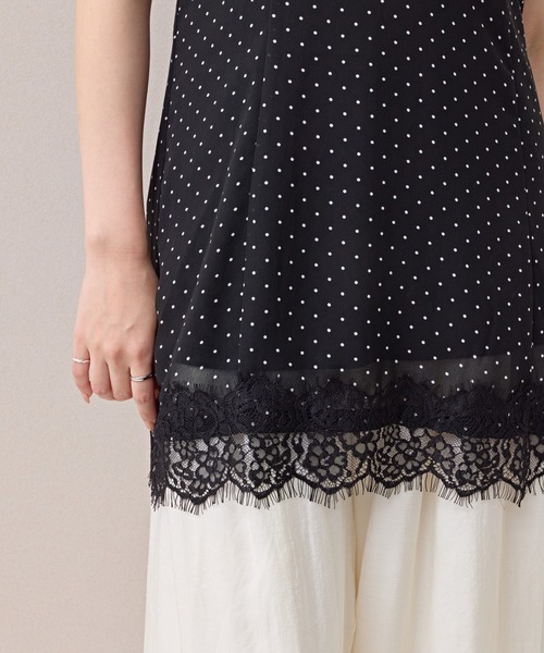 en CAnAF(エンカナフ)の「【トレンド感をプラス】シアードット レース付きキャミワンピース セットアップ対応(キャミソール・レディース・オフホワイト/ブラック・フリー)」の18枚目の写真