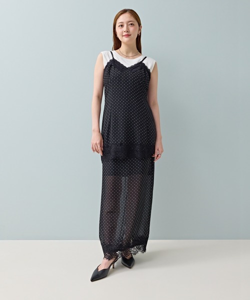 en CAnAF(エンカナフ)の「【トレンド感をプラス】シアードット レース付きキャミワンピース セットアップ対応(キャミソール・レディース・オフホワイト/ブラック・フリー)」の19枚目の写真
