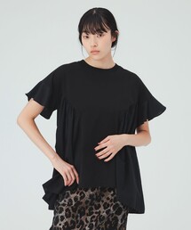 裾フリル ギャザー Tシャツ