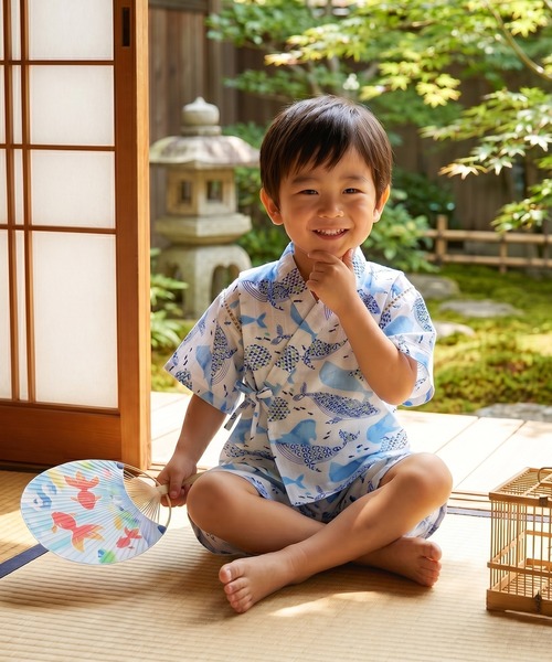 box408(ボックスヨンマルハチ)の「甚平 キッズ 男の子 上下セット 日本製生地 綿100% 子供(浴衣・キッズ・E/B/A/D/C/H/G/F・120cm/110cm/100cm/130cm/90cm/80cm/95cm)」の21枚目の写真