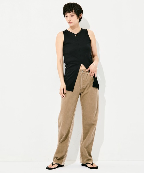 KEY TIMEZ（キータイムズ）の「[WRAPINKNOT/ラッピンノット]Sanfokin Cotton Slit Tanc-top（タンクトップ・レディース・ホワイト/ブラック/ブラウン・FREE）」の22枚目の写真