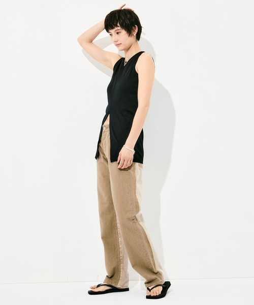 KEY TIMEZ（キータイムズ）の「[WRAPINKNOT/ラッピンノット]Sanfokin Cotton Slit Tanc-top（タンクトップ・レディース・ホワイト/ブラック/ブラウン・FREE）」の21枚目の写真