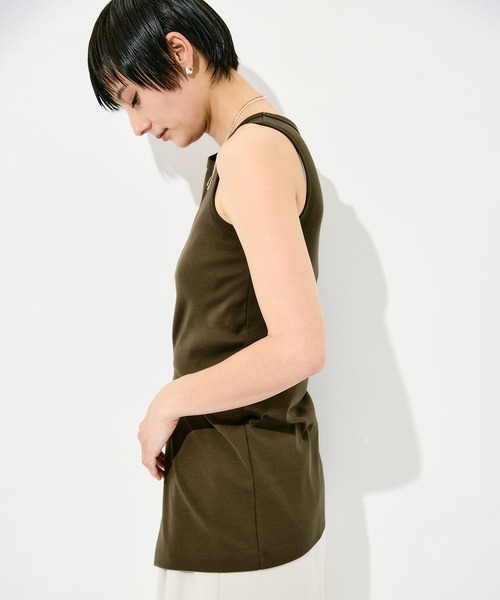 KEY TIMEZ（キータイムズ）の「[WRAPINKNOT/ラッピンノット]Sanfokin Cotton Slit Tanc-top（タンクトップ・レディース・ホワイト/ブラック/ブラウン・FREE）」の17枚目の写真