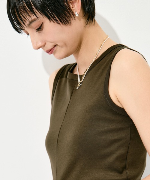 KEY TIMEZ（キータイムズ）の「[WRAPINKNOT/ラッピンノット]Sanfokin Cotton Slit Tanc-top（タンクトップ・レディース・ホワイト/ブラック/ブラウン・FREE）」の16枚目の写真
