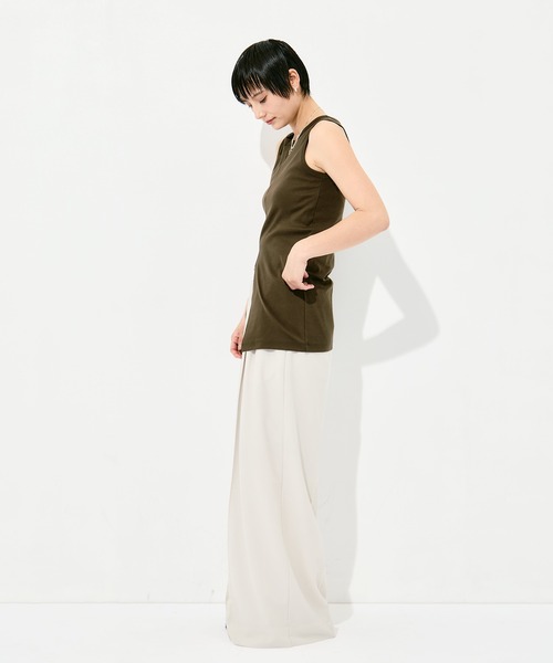 KEY TIMEZ（キータイムズ）の「[WRAPINKNOT/ラッピンノット]Sanfokin Cotton Slit Tanc-top（タンクトップ・レディース・ホワイト/ブラック/ブラウン・FREE）」の11枚目の写真