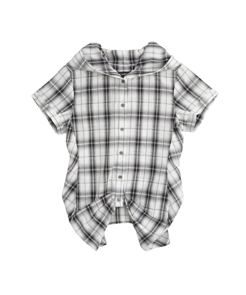 SOMSOC(ソムソック)の「RIA HOODED BALLOON CHECK HALF SHIRT_WHITE(シャツ/ブラウス・レディース・その他・FREE)」の5枚目の写真