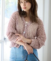 スラブスパンコールカーディガン 【低身長・小柄女性】