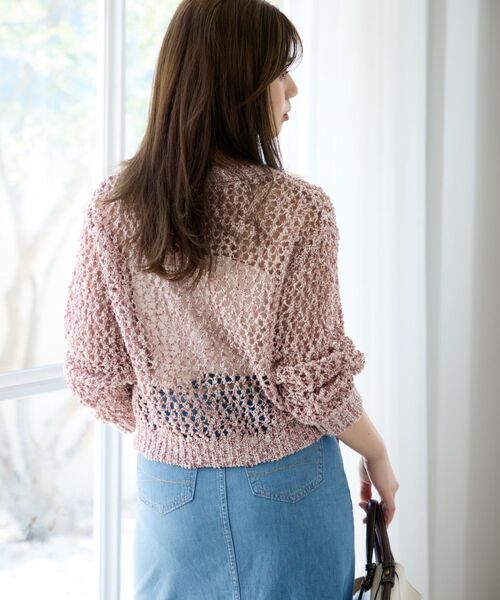 COHINA(コヒナ)の「スラブスパンコールカーディガン 【低身長・小柄女性】(カーディガン/ボレロ・レディース・ピンク/ライトベージュ/ネイビー・ONE SIZE)」の6枚目の写真