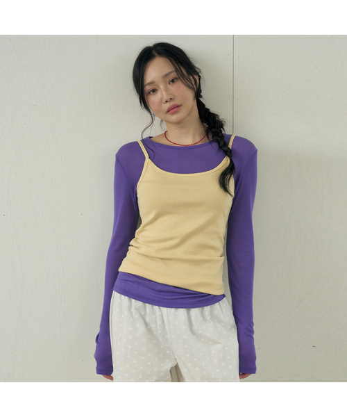 MORVE13（モルブ13）の「オールデイレイヤードテンセルTシャツ（Tシャツ/カットソー・レディース・アイボリー/ミント/ライトグレー/レッド/バーガンディー/バイオレット/ネイビー/ブラック・FREE）」の6枚目の写真