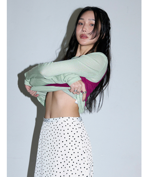 MORVE13（モルブ13）の「オールデイレイヤードテンセルTシャツ（Tシャツ/カットソー・レディース・アイボリー/ミント/ライトグレー/レッド/バーガンディー/バイオレット/ネイビー/ブラック・FREE）」の10枚目の写真