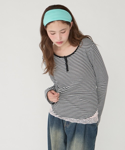 Unblend(アンブレンド)の「【Unblend】パターンメッシュ ヘンリーネック アソートロンT(Tシャツ/カットソー・レディース・グレー系/チャコール/杢グレー/ブラック系/プラム/オフホワイト/ホワイト系・FREE)」の14枚目の写真