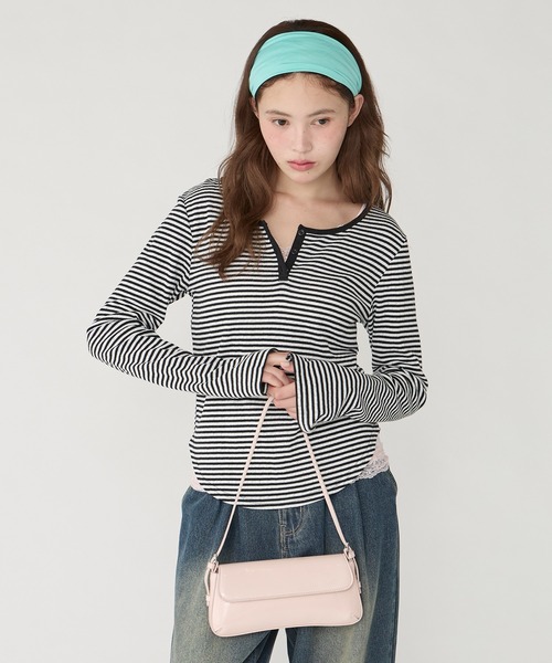 Unblend(アンブレンド)の「【Unblend】パターンメッシュ ヘンリーネック アソートロンT(Tシャツ/カットソー・レディース・グレー系/チャコール/杢グレー/ブラック系/プラム/オフホワイト/ホワイト系・FREE)」の15枚目の写真
