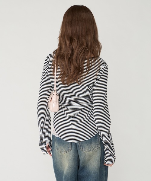 Unblend(アンブレンド)の「【Unblend】パターンメッシュ ヘンリーネック アソートロンT(Tシャツ/カットソー・レディース・グレー系/チャコール/杢グレー/ブラック系/プラム/オフホワイト/ホワイト系・FREE)」の17枚目の写真