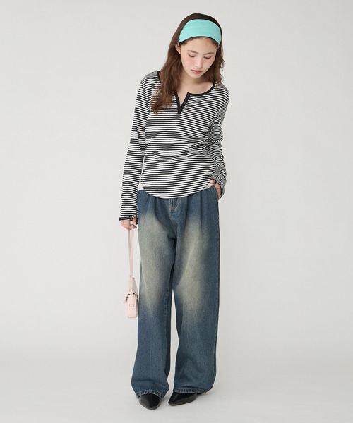 Unblend(アンブレンド)の「【Unblend】パターンメッシュ ヘンリーネック アソートロンT(Tシャツ/カットソー・レディース・グレー系/チャコール/杢グレー/ブラック系/プラム/オフホワイト/ホワイト系・FREE)」の20枚目の写真