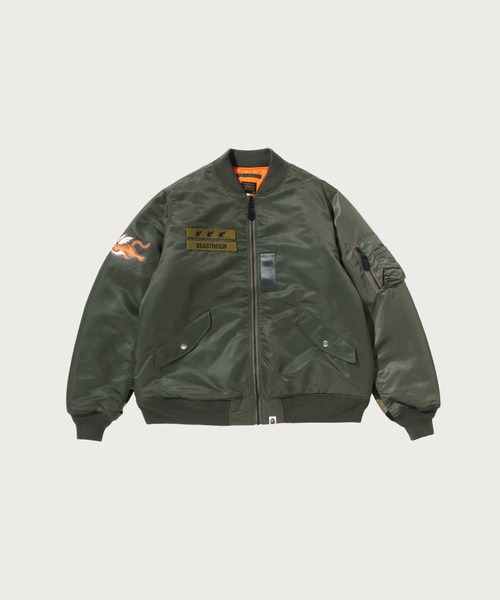 A BATHING APE(アベイシングエイプ)の「1ST CAMO BOMBER JACKET(ミリタリージャケット・メンズ・ブラック/オリーブ・XX-LARGE/SMALL/MEDIUM/X-LARGE/LARGE)」の2枚目の写真