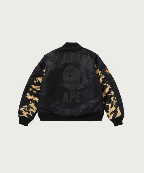 A BATHING APE(アベイシングエイプ)の「1ST CAMO BOMBER JACKET(ミリタリージャケット・メンズ・ブラック/オリーブ・XX-LARGE/SMALL/MEDIUM/X-LARGE/LARGE)」の6枚目の写真