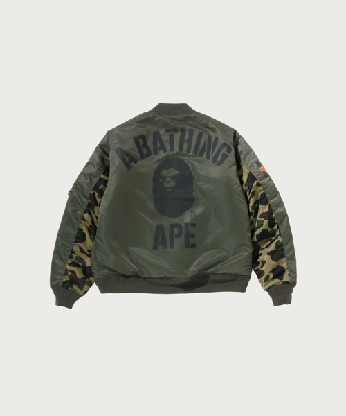 A BATHING APE(アベイシングエイプ)の「1ST CAMO BOMBER JACKET(ミリタリージャケット・メンズ・ブラック/オリーブ・XX-LARGE/SMALL/MEDIUM/X-LARGE/LARGE)」の7枚目の写真