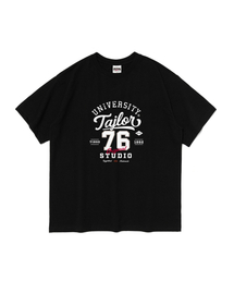ユニバーシティ76グラフィックオーバーサイズ半袖Tシャツ(ブラック)