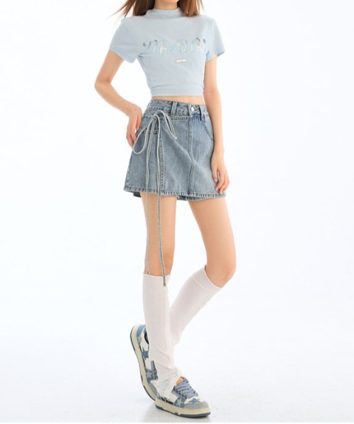 ＆soiree（アンドソワレ）の「サイドリボンデニムスカパン（その他パンツ・レディース・ブルー/インディゴブルー・X-LARGE/LARGE/MEDIUM/SMALL/X-SMALL）」の5枚目の写真