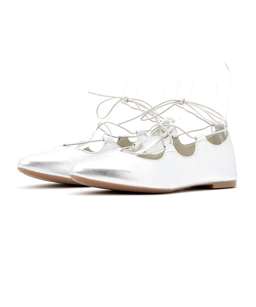 Spick & Span（スピックアンドスパン）の「【LEPO】レースUPフラットポインテッド◆（バレエシューズ・レディース・ブラック/キャメル/ネイビー/ベージュ/シルバー/ゴールド・36/35/38/37）」の21枚目の写真