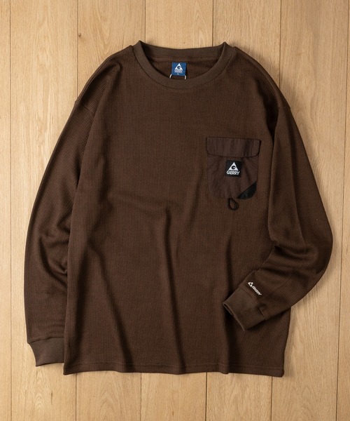 GERRY(ジェリー)の「【ag】〔GERRY/ジェリー〕ナイロンポケット ワッフルロングスリーブTシャツ(Tシャツ/カットソー・メンズ・ブラック/ブラウン/アイボリー・LARGE/MEDIUM)」の13枚目の写真