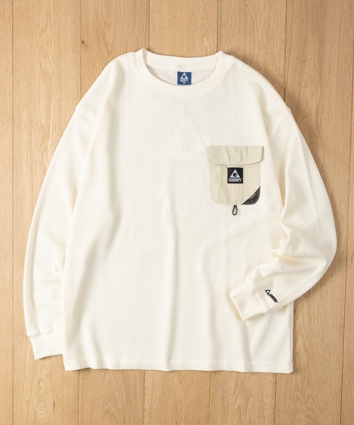 GERRY(ジェリー)の「【ag】〔GERRY/ジェリー〕ナイロンポケット ワッフルロングスリーブTシャツ(Tシャツ/カットソー・メンズ・ブラック/ブラウン/アイボリー・LARGE/MEDIUM)」の9枚目の写真