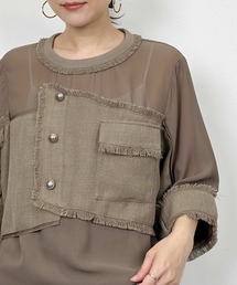 LUGIVA（ルギヴァ）の「異素材切り替えフリンジブラウス（シャツ/ブラウス）」