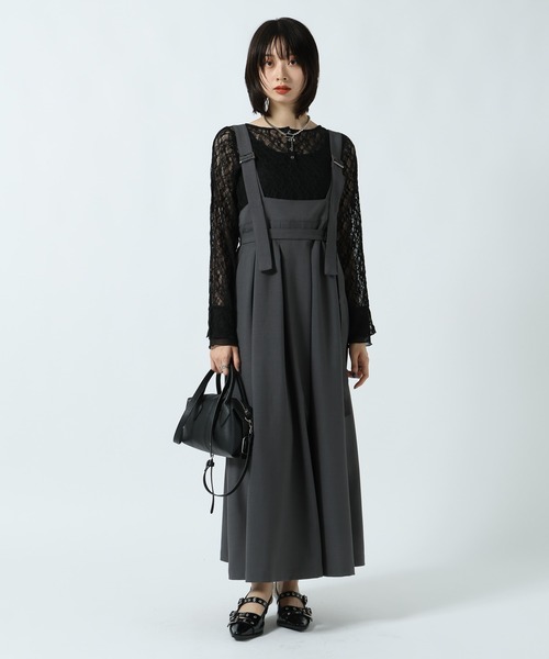 PAGEBOY(ページボーイ)の「TRモードジャンスカ【2WAY/アジャスター付き・丈調節可能】(ジャンパースカート・レディース・ブラック/チャコールグレー・FREE)」の15枚目の写真