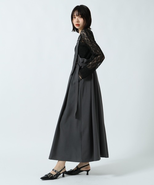PAGEBOY(ページボーイ)の「TRモードジャンスカ【2WAY/アジャスター付き・丈調節可能】(ジャンパースカート・レディース・ブラック/チャコールグレー・FREE)」の16枚目の写真