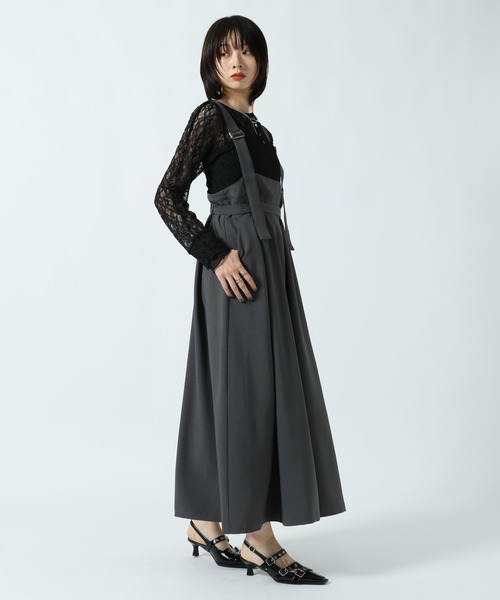 PAGEBOY(ページボーイ)の「TRモードジャンスカ【2WAY/アジャスター付き・丈調節可能】(ジャンパースカート・レディース・ブラック/チャコールグレー・FREE)」の14枚目の写真
