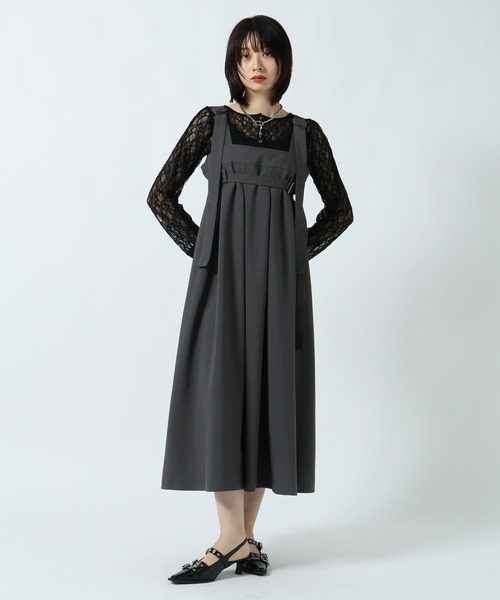 PAGEBOY(ページボーイ)の「TRモードジャンスカ【2WAY/アジャスター付き・丈調節可能】(ジャンパースカート・レディース・ブラック/チャコールグレー・FREE)」の17枚目の写真