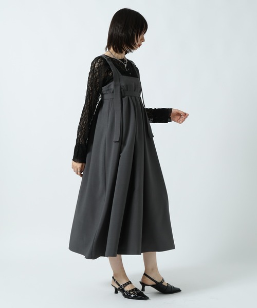 PAGEBOY(ページボーイ)の「TRモードジャンスカ【2WAY/アジャスター付き・丈調節可能】(ジャンパースカート・レディース・ブラック/チャコールグレー・FREE)」の18枚目の写真