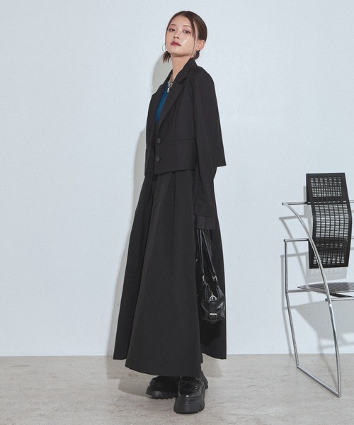 PAGEBOY(ページボーイ)の「TRモードジャンスカ【2WAY/アジャスター付き・丈調節可能】(ジャンパースカート・レディース・ブラック/チャコールグレー・FREE)」の11枚目の写真
