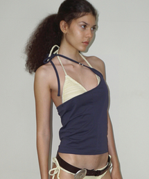 Basic beads halter sleeveless - Navy
