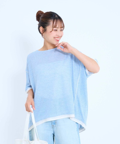 HEART MARKET(ハートマーケット)の「フェイクレイヤードコクーンチュニック(Tシャツ/カットソー・レディース・ブラック/サックスブルー/イエロー/オートミール・FREE)」の1枚目の写真
