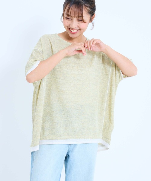 HEART MARKET(ハートマーケット)の「フェイクレイヤードコクーンチュニック(Tシャツ/カットソー・レディース・ブラック/サックスブルー/イエロー/オートミール・FREE)」の4枚目の写真