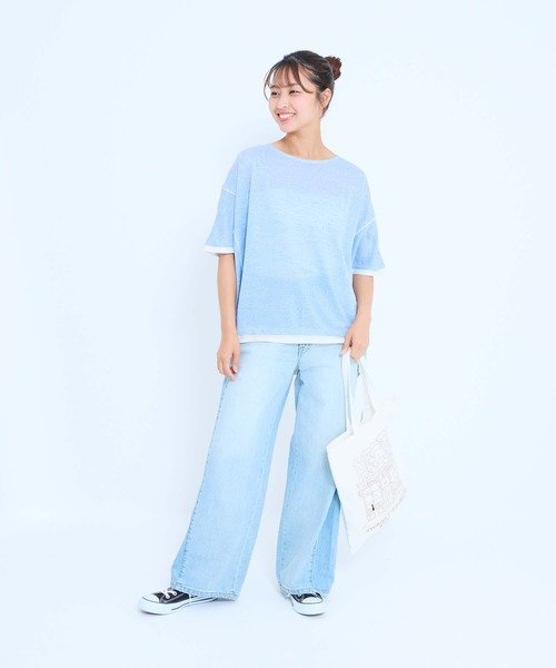 HEART MARKET(ハートマーケット)の「フェイクレイヤードコクーンチュニック(Tシャツ/カットソー・レディース・ブラック/サックスブルー/イエロー/オートミール・FREE)」の5枚目の写真