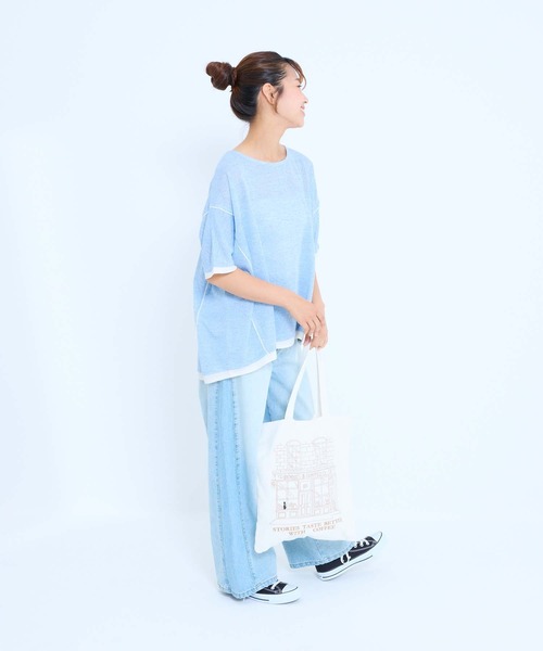 HEART MARKET(ハートマーケット)の「フェイクレイヤードコクーンチュニック(Tシャツ/カットソー・レディース・ブラック/サックスブルー/イエロー/オートミール・FREE)」の6枚目の写真
