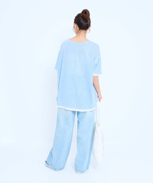 HEART MARKET(ハートマーケット)の「フェイクレイヤードコクーンチュニック(Tシャツ/カットソー・レディース・ブラック/サックスブルー/イエロー/オートミール・FREE)」の7枚目の写真