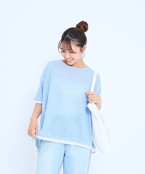 HEART MARKET(ハートマーケット)の「フェイクレイヤードコクーンチュニック(Tシャツ/カットソー・レディース・ブラック/サックスブルー/イエロー/オートミール・FREE)」の8枚目の写真