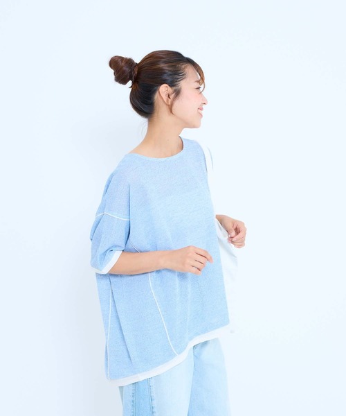 HEART MARKET(ハートマーケット)の「フェイクレイヤードコクーンチュニック(Tシャツ/カットソー・レディース・ブラック/サックスブルー/イエロー/オートミール・FREE)」の9枚目の写真