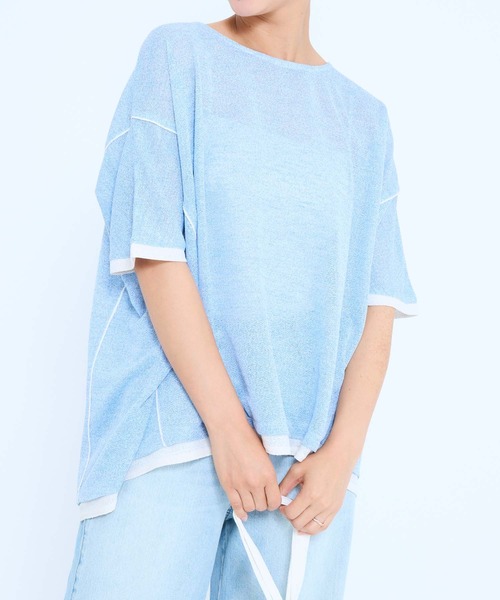 HEART MARKET(ハートマーケット)の「フェイクレイヤードコクーンチュニック(Tシャツ/カットソー・レディース・ブラック/サックスブルー/イエロー/オートミール・FREE)」の11枚目の写真