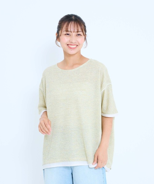 HEART MARKET(ハートマーケット)の「フェイクレイヤードコクーンチュニック(Tシャツ/カットソー・レディース・ブラック/サックスブルー/イエロー/オートミール・FREE)」の18枚目の写真