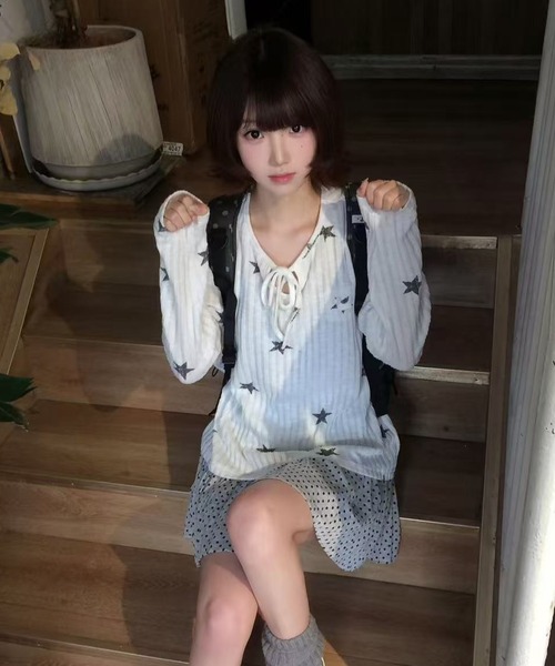 Achic(アシック)の「星柄フロントリボンカットソー(Tシャツ/カットソー・レディース・ホワイト・M)」の5枚目の写真